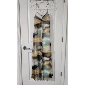 Express Women's Pleated V-Neck‎ Sleeveless Lined Maxi Dress Size XS